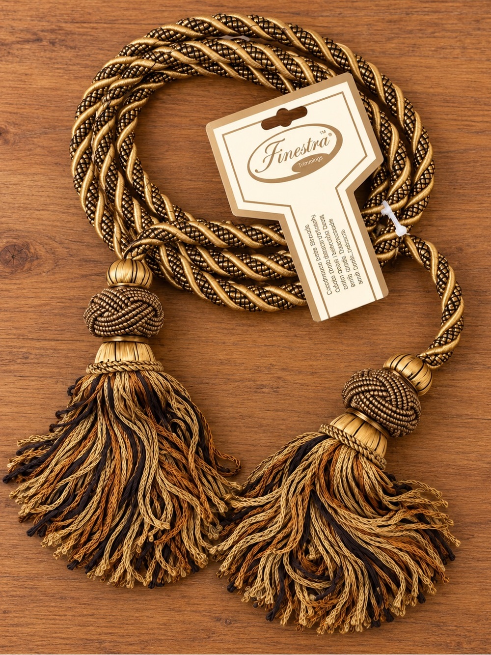 NWT Gold Curtain Tiebacks with Tassels By Finestra Trimmings